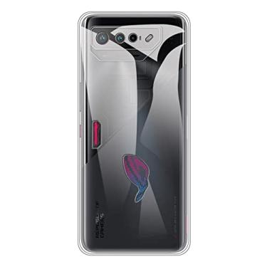 Imagem de Shantime Capa para Asus ROG Phone 7, capa traseira de TPU macio à prova de choque de silicone anti-impressões digitais, capa protetora de corpo inteiro para ROG Phone 7 (6,78 polegadas) (transparente)
