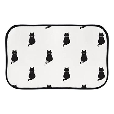 Imagem de DreamBay Tapetes de porta para entrada tapetes macios 78,7 x 50,8 cm, tapete preto gato gatinho anti-fadiga tapete de pé interior ao ar livre capacho de boas-vindas para sala de estar quarto