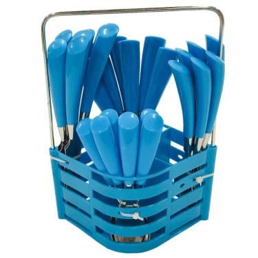 Imagem de Conjunto de Talheres c/ Dispenser 24 Peças Azul - Jiale
