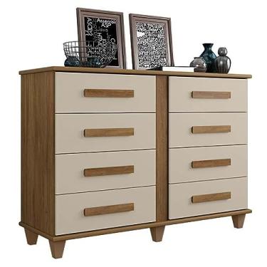 Imagem de Cômoda Grande 8 Gavetas 136cm Georgia Rv Móveis Cinamomo/off White