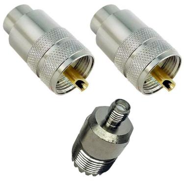 Imagem de Conector Uhf Macho Cabo Rg213 C/ Redutor Rg58 + Sma Femea X Uhf Femea