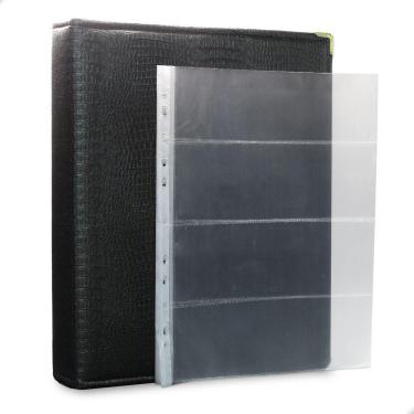 Imagem de Álbum Fichário 50 Folhas PP para Cédulas 4 Espaços 32x24 Ziper Cobra Fosco GG