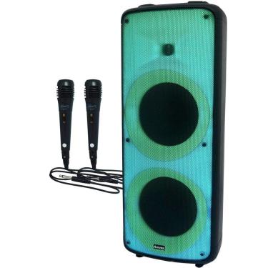 Imagem de Caixa Som Amplificada Portátil Bluetooth 2000W Rms Show de Leds Amvox Aca 2000 Party Vox 2 Microfone