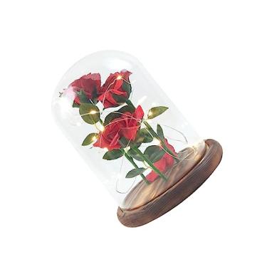 Imagem de Abaodam Simulação Rosa Luz LED Lâmpada De Cabeceira LED Luzes De Presente Do Dia Namorados Cúpula De Vidro Do Dia Namorados Cúpula De Vidro Namorados 2021 Presente De Ano Novo