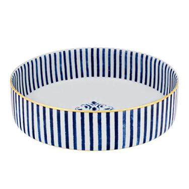 Imagem de Saladeira Transatlantica 3,8 Litros Porcelana Branca/Azul Filado Ouro