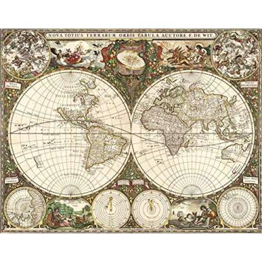 Imagem de Mapa Mundi Antigo (1660) - 60x77 - Tela Canvas Para Quadro