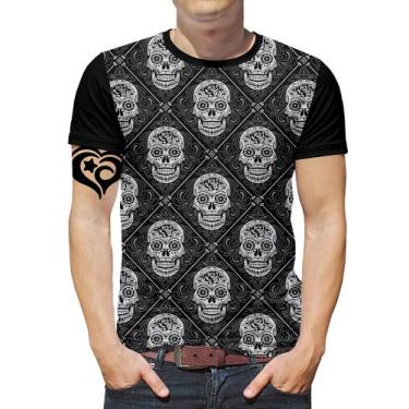 Imagem de Camiseta Caveira Rock Plus Size Masculina Infantil Blusa - Alemark
