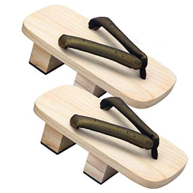 Imagem de TWSTIV Tamancos masculinos de madeira Geta Sandálias tradicionais japonesas com meias Tabi, Dourado, 40