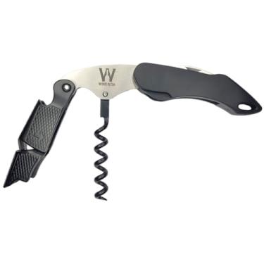 Imagem de Abridor De Vinho Profissional Wine & Cia Tipo Sommelier Saca Rolhas 2 Tempos Com Serrilha Em Aço 304 (De ABS Emborrachado)