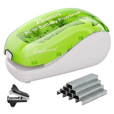 Imagem de Craftinova Grampeador elétrico, incluindo 2000 grampos e 1 removedor de grampo, adequado para o tamanho da palma da mão e alto conforto, capacidade para 25 folhas, adaptador CA ou alimentado por