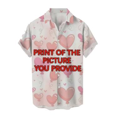 Imagem de Camisetas personalizadas masculinas, novidade, camisas com botões, estampa completa, adicione sua foto, camiseta de praia, casual, 3D, camiseta engraçada (Color : Custom white, Size : S)