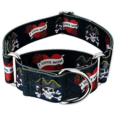 Imagem de Coleira para cães Country Brook Petz - I Love Mom Martingale - Coleção Attitude com 2 designs indomáveis (3,8 cm, médio)