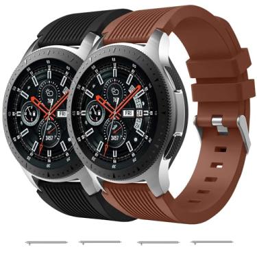 Imagem de Nacorulu Pulseira de silicone compatível com Samsung Galaxy Watch de 46 mm/Galaxy Watch 3 de 45 mm/Gear S3 Classic/Gear S3 Frontier, pulseira de silicone para relógio inteligente de 22 mm (pacote com