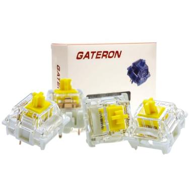 Imagem de Tugeta Gateron G Pro 3.0 interruptores lineares silenciosos pré lubrificados, interruptores de teclado mecânico óptico dividido tátil 5 pinos 70 peças (amarelo)