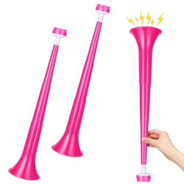 Imagem de GCQJOQ 2 Pcs Stadium Horn 21 Inch Vuvuzela Plastic Collapsible Cheering Trumpets for Sporting Events Football Carnival Party Supplies (Pink)