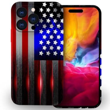 Imagem de ZHEGAILIAN Capa compatível com iPhone 15 Pro Max, capa cortada com bandeira americana para 15 Pro Max, capa de telefone macia de TPU usando processo de impressão 3D, capa completa com design de