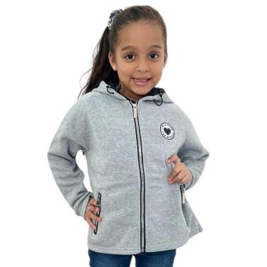 Imagem de Blusa Casaco Moletom Menina Flanedado Aberto Com Ziper-Feminino