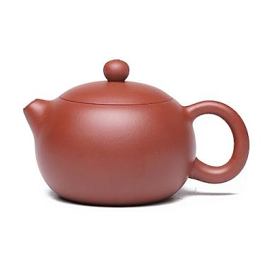 Imagem de SILINE Bule de chá de argila fina Yixing, bule de chá chinês genuíno feito à mão, 221 g com filtro, infusão de cafeteira Kungfu (Xishi, Yixing Zhuni Red Clay)