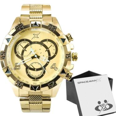 Imagem de Relógio Masculino Dourado Banhado Casual Luxo Pesado + Caixa Qualidade Barato