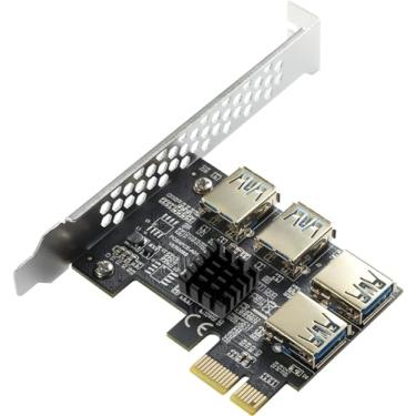 Imagem de MZHOU PCIe 1 a 4 PCI-Express - Placa vertical de expansão PCIE 1X a 16X - adaptador USB 3.0 cartão multiplicador com maior estabilidade para GPU Ethereum Bitcoin Mining
