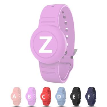 Imagem de Pulseira impermeável para AirTag Kids, suporte oculto personalizado com letra inicial compatível com Air Tag, capa de silicone para AirTag, rastreador GPS antiperda ajustável para crianças idosas, Z