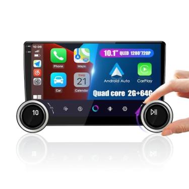Imagem de Wostoke Botões de exibição física dupla universal CarPlay/Android Auto Autoradio Android FM Rádio Navegação veicular leitor estéreo GPS 10,1 polegadas IPS Touch Screen BT WiFi 2 Din Headunit Tablet
