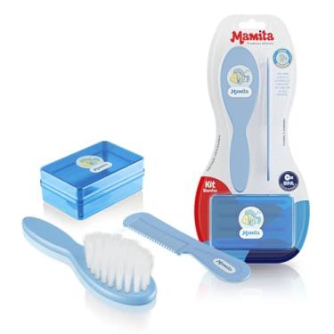 Imagem de KIT BANHO BEBE MAMITA SABONETEIRA ESCOVA PENTE (azul)