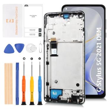 Imagem de Olivechard Para Motorola Moto G Stylus 5G 2021 6,8 polegadas com moldura verde tela LCD de substituição para tela LCD sensível ao toque XT2131 com ferramentas de reparo (não para G Stylus 4G 2020)