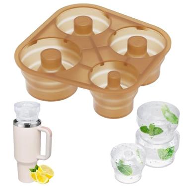 Imagem de AWINNER Acessório de silicone compatível com Stanley Cup 1,134 g, bandeja de cubos de gelo, compatível com copo, freezer, café, bebidas (marrom)