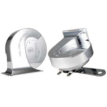 Imagem de BANHAO Pacote com 2 buzinas automotivas super altas, kit de substituição de buzina de motocicleta de 12 V para carro/motocicleta/caminhão/barco, placa cromada elétrica de chifre de caracol