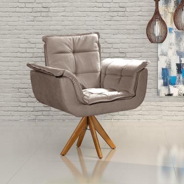 Imagem de Poltrona Giratória de Madeira Bella Opala Decoração Sala Quarto Recepção Cinza Capuccino