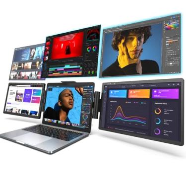 Imagem de L LIMINK SP12 Monitor triplo portátil para laptop de 13 a 16 polegadas | Extensor de tela de viagem ultraleve de 12 polegadas | Estação de trabalho com tela estendida dupla acoplável e independente |