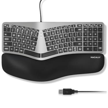 Imagem de Macally Teclado ergonômico com fio para Mac – Teclado Apple retroiluminado compatível com descanso de pulso (curvo para conforto) para MacBook Pro/Air, iMac, Mac Mini