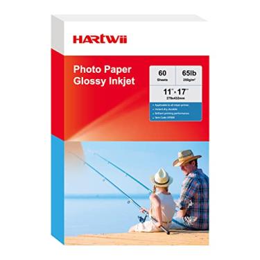 Imagem de 60 folhas de papel fotográfico brilhante resistente para jato de tinta, 28 x 43 cm, 29,5 kg, 250 g/m², para galeria de boletins de obituário, espesso, para impressoras de tinta tingida tamanho A3