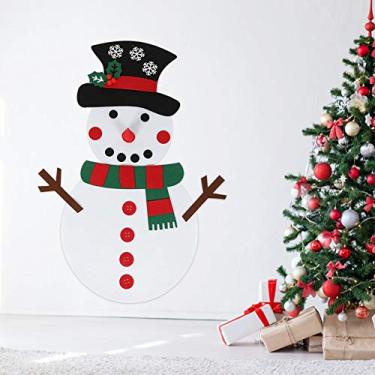 Imagem de Boneco de Neve de Feltro DIY: Jogo de Suspensão de Parede de Natal Removível e Enfeite de Natal Decorativo (Boneco de neve com lenço vermelho e verde)