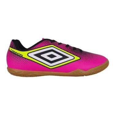 Imagem de Chuteira Futsal, Cannon Junior, Umbro, Infantil, Rosa Fluor/Preto/Limão, 29