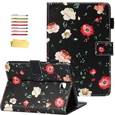 Imagem de UUcovers Capa para Samsung Galaxy Tab A 8.0 2015 de 20.3 cm SM-T350/T355/P350/P355, com porta-lápis, compartimentos para cartões, couro PU, suporte tipo carteira, capa magnética inteligente