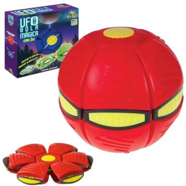Imagem de Bola Mágica Disco Voador - Transforma-se em Bola com Luzes e Sons - Brinquedo Interativo para Crianças (Vermelho)