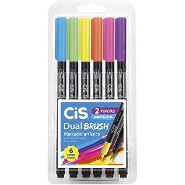 Imagem de Marcador Artístico Aquarelável Dual Brush, CIS, Estojo c/6 unidades (Tons Neon)