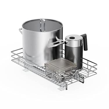 Imagem de LOVMOR Organizador de armário e armazenamento de 28 cm L x 53 cm D, prateleiras deslizantes para armários de cozinha