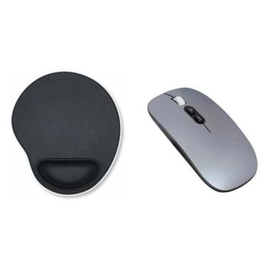 Imagem de Mouse Recarregável Cinza + Mouse Pad Para Notebook Chromebook 11.6 - M