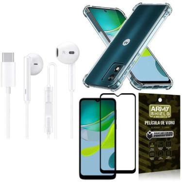 Imagem de Capinha Moto E13 + Fone de Ouvido Tipo C + Película 3D - Armyshield