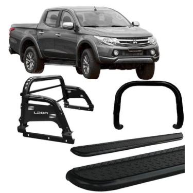 Imagem de Kit Quebra Mato Estribo Santo Antônio H3 2020 L200 Preto - HOZZ