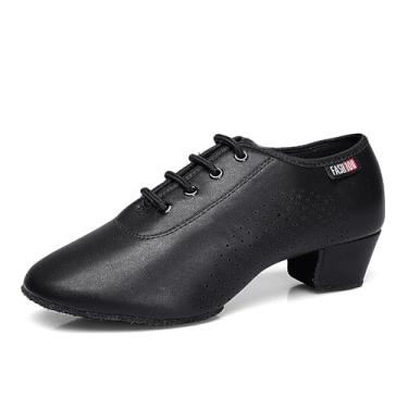 Imagem de SWDZM Tênis masculino de dança latina com cadarço para meninos e crianças grandes, Preto, 15