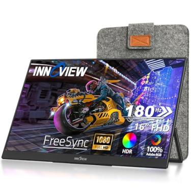 Imagem de InnoView Monitor portátil de 16 polegadas 180Hz 100% sRGB 180° Kickstand OD Gameplus monitor portátil para jogos IPS com manga Tipo-C Mini HDMI FHD segunda tela externa para laptop, PC, Mac, PS4/5,