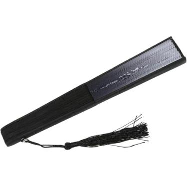 Imagem de Fãs de mão dobráveis pretos para mulheres, dobrável, leque dobrável de seda de bambu para casamento e decoração de casa, ventiladores de papel de mão, ventilador chinês e ventilador japonês para