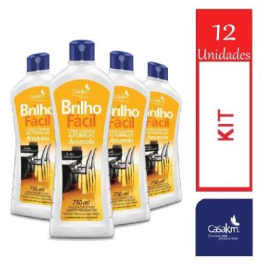 Imagem de Kit 12 Cera Liquida Autobrilho 750ml Amarela Brilho Fácil - CasaKm