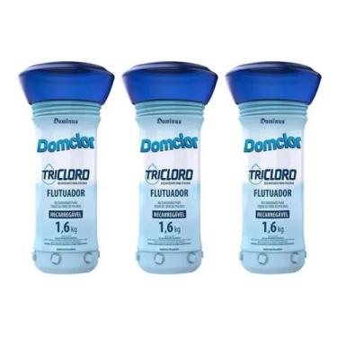 Imagem de Kit 3 Flutuador De Cloro Para Piscina Tricloro 1,6kg Domclor - DOMCLOR