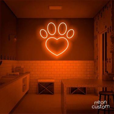 Imagem de luminaria letreiro Neon Led Amo Pets 30x30 luminoso decoração p/ selfi