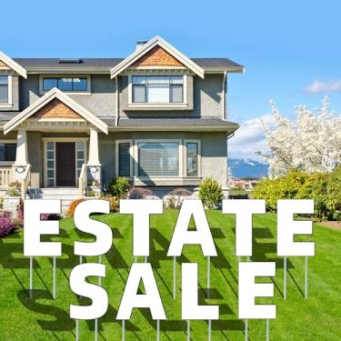 Imagem de 10 placas de venda de imóveis, 35,5 cm x 33 cm, placa de plástico ondulado branco placas de gramado ao ar livre para venda de quintal, venda de garagem, casa aberta, venda imobiliária, à prova de